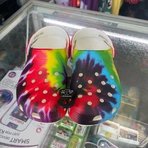 New tie dye crocs kids classic